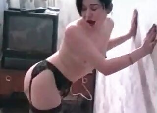 White dog bangs hot chick from behind in XXX bestiality session