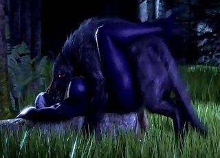 Black-skinned beauty gets fucked y a boar or something in 3D porn