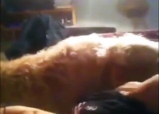 Furry beast humping a throat in a nighttime sex tape movie in HQ