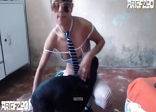 Beauty in badass shades is excited to suck on this black animal's cock