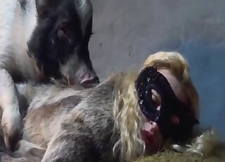 Pale-skinned and sexy-looking babe is going to bang a hung boar