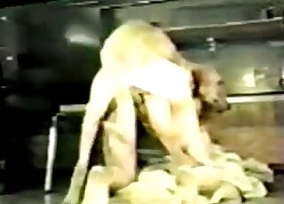 Hot fucking clip showing a vintage zoophile hottie and her spry dog