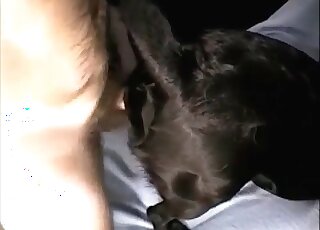 Zoophile pervert stuffs his canine’s deep hole with his hairy cock